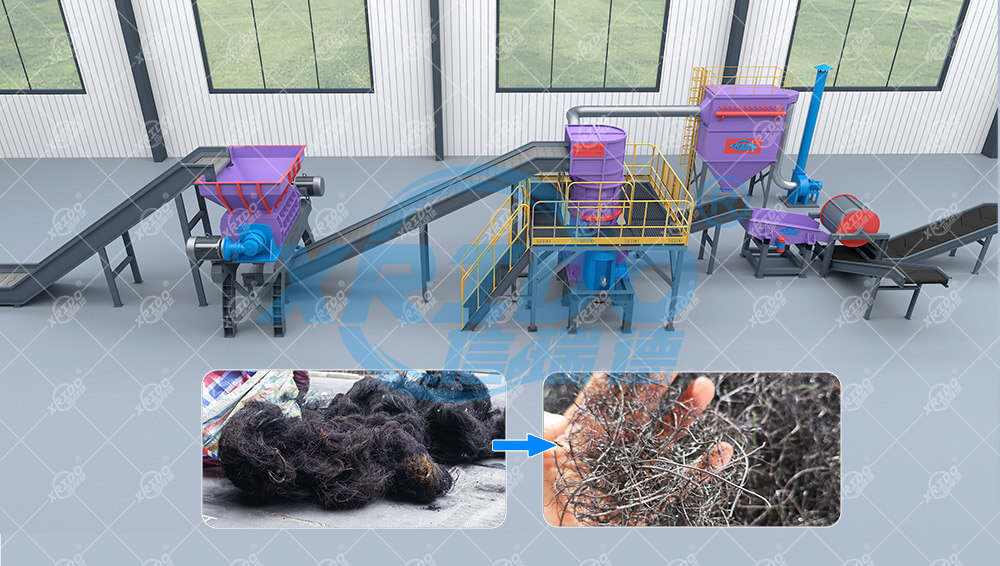 Pyrolysis Steel Wire Crushing and Cleaning Line