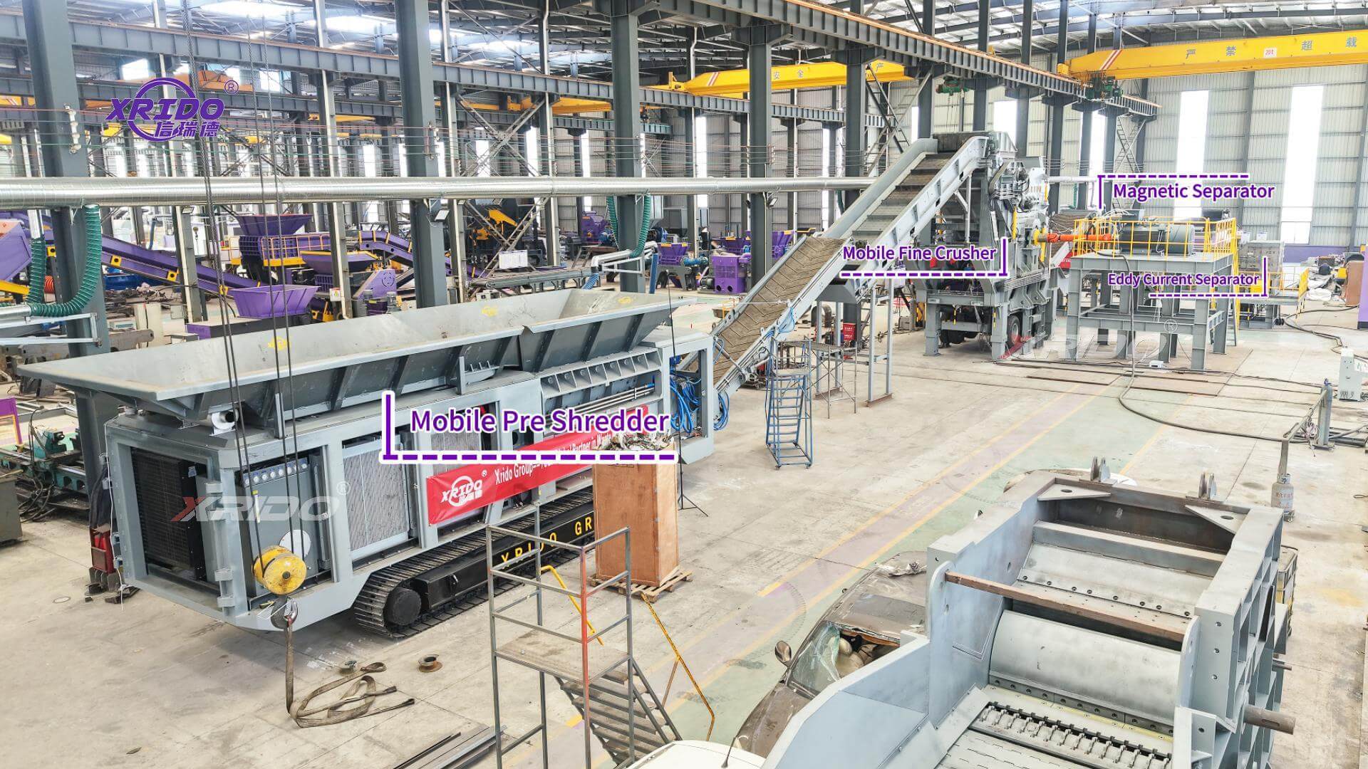 Scrap Vehicle Processing Line, Mobile Vehicle Processing Line, Mobile Vehicle Processing Machine