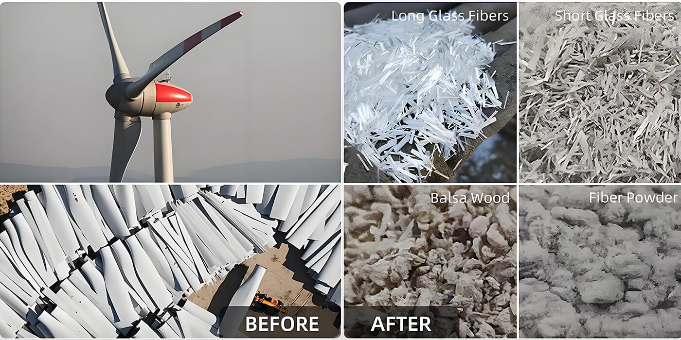Waste Wind Turbine Blade Shredder, Waste Wind Turbine Blade Recycling Line